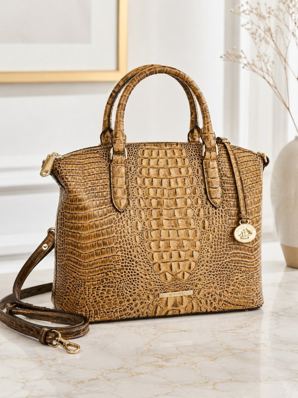 Brahmin Medium Duxbury Satchel Gold Melbourne Leather NWT Retired